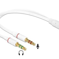 DELOCK καλώδιο 3.5mm 4-pin jack σε 2x 3.5m 3-pin 65585, λευκό Ήχος 3.5mm