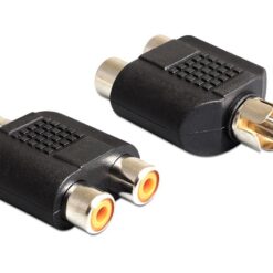 DELOCK αντάπτορας από 2x RCA θηλυκό σε 1x RCA αρσενικό 84499, μαύρος Ήχος RCA