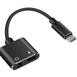 POWERTECH αντάπτορας USB-C σε USB-C & 3.5mm θηλυκό CAB-UC031, μαύρος USB-C (Type-C) USB-C