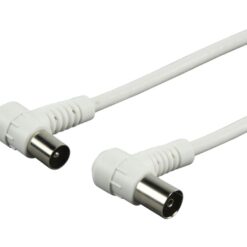 POWERTECH καλώδιο κεραίας RF αρσενικό – RF θηλυκό CAB-V003, γωνιακό, λευκό, 1.5m RF (Κεραίας) 1.5m