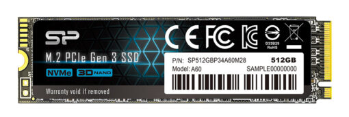 SILICON POWER SSD PCIe Gen3x4 P34A60 M.2 2280, 512GB, 2.200-1.600MB/s PC & Αναβάθμιση 512GB
