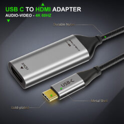 CABLETIME αντάπτορας USB-C σε HDMI CT-CMHDFN1, 4K/60Hz, 0.15m, μαύρος USB-C (Type-C) USB-C 2