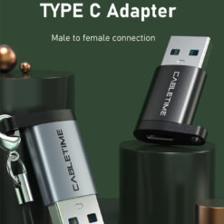 CABLETIME αντάπτορας USB-C σε USB CT-AMCF, 2.1A, 5Gbps, μαύρος USB-C (Type-C) USB-C 2
