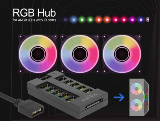 DELOCK RGB hub 64128 για ARGB LEDs, 10 θύρες, μαύρο PC & Αναβάθμιση Controller 2