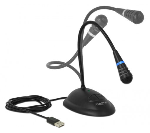 DELOCK μικρόφωνο με βάση και mute button 65871, USB, 1.7m, μαύρο Μικρόφωνα USB 2