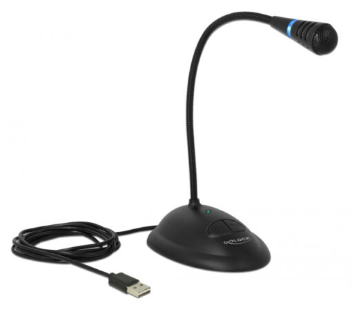 DELOCK μικρόφωνο με βάση και mute button 65871, USB, 1.7m, μαύρο Μικρόφωνα USB