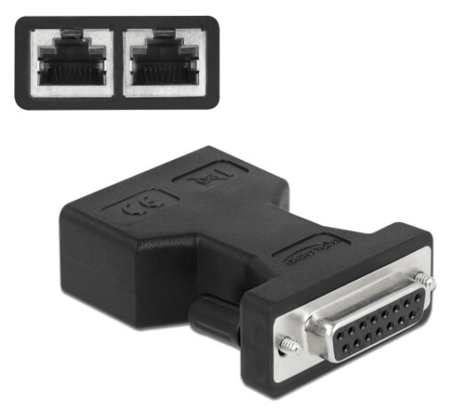 DELOCK αντάπτορας D-Sub 15 Pin σε 2x RJ45 66806, μαύρος Διάφορα Δικτύου -