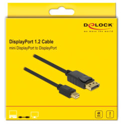 DELOCK καλώδιο mini DisplayPort σε DisplayPort 82438, 4K/60Hz, 2m, μαύρο Εικόνα 4K 2