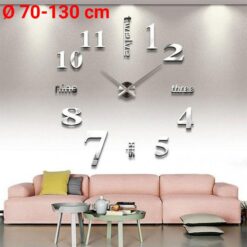 DIY 3D Ρολόι Τοίχου (Ø 70-130 CM) Ασημένιο Διακόσμηση -