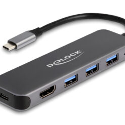DELOCK docking station 64171, 5 θυρών, USB-C σύνδεση, 85W PD, 4K, γκρι Docking Station Docking Station