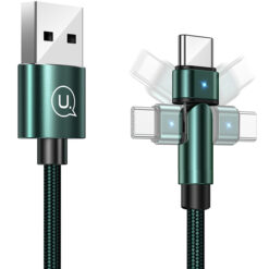 USAMS καλώδιο USB-C σε USB SJ477, περιστρεφόμενο βύσμα, 2A, 1m, πράσινο USB-C (Type-C) USB-C