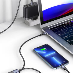 USAMS καλώδιο USB-C σε USB-C & Lightning US-SJ550, PD 100W, 1.2m, μαύρο USB-C (Type-C) USB-C 2