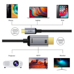 CABLETIME καλώδιο USB-C σε HDMI CT-CMHD2, 4K/60Hz, 1.8m, μαύρο USB-C (Type-C) USB-C 2