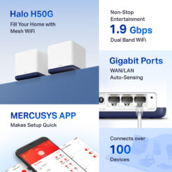 MERCUSYS Mesh Wi-Fi System Halo H50G, 1.9Gbps Dual Band, 3τμχ, Ver. 1.0 Access Points Access Points 2