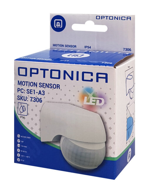 OPTONICA αισθητήρας κίνησης 7306, 180°, 12m, IP54, λευκός Παρελκόμενα Φωτισμού Αισθητήρας 2