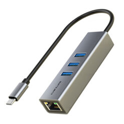 CABLETIME USB-C hub CT-CMLU3, RJ45 & 3x USB θύρες, 5Gbps, 1000Mbps, γκρι USB Hubs - Card Readers Multiport Hub
