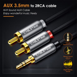 CABLETIME καλώδιο ήχου 3.5mm σε 2x RCA CT-P12G, 5m, μαύρο Ήχος 3.5mm 2