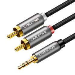 CABLETIME καλώδιο ήχου 3.5mm σε 2x RCA CT-P12G, 5m, μαύρο Ήχος 3.5mm