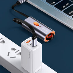 USAMS αντάπτορας USB-C σε USB-C/USB/Lightning SJ560, 60W PD, 0.3m, γκρι USB-C (Type-C) USB-C 2