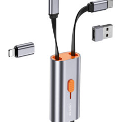 USAMS αντάπτορας USB-C σε USB-C/USB/Lightning SJ560, 60W PD, 0.3m, γκρι USB-C (Type-C) USB-C