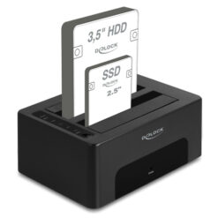 DELOCK docking station για 2.5" ή 3.5" SATA HDD/SSD 64187, 2 θέσεων, 5Gbps, clone/erase function, μαύρο Θήκες & Trays Σκληρών Δίσκων Docking Station 2