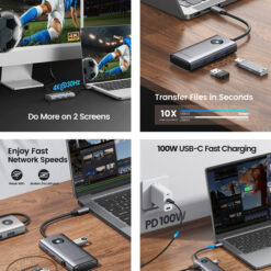 ORICO docking station PW11-6PR, 6 θυρών, USB-C σύνδεση, 100W PD 4K, γκρι Docking Station Docking Station 2