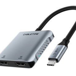 CABLETIME docking station CT-CM2H4K-AG, 4 θυρών, USB-C, 4K, 100W, γκρι Docking Station Docking Station