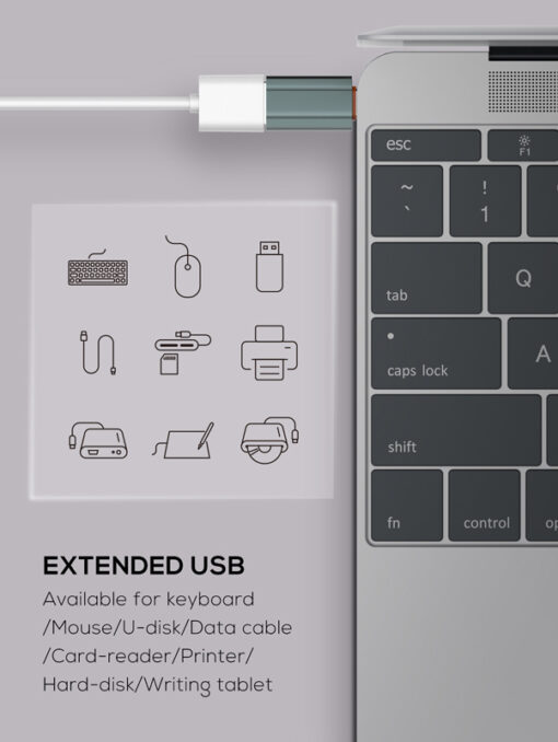 LDNIO αντάπτορας USB-C σε USB LC140, αρσενικό σε θηλυκό, γκρι USB-C (Type-C) USB-C 2