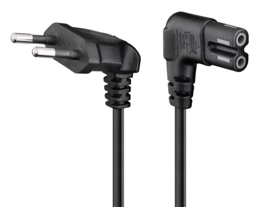 GOOBAY καλώδιο τροφοδοσίας Euro 97350, γωνιακό, 2×0.75 mm², 2m, μαύρο Καλώδια - Αντάπτορες 2m