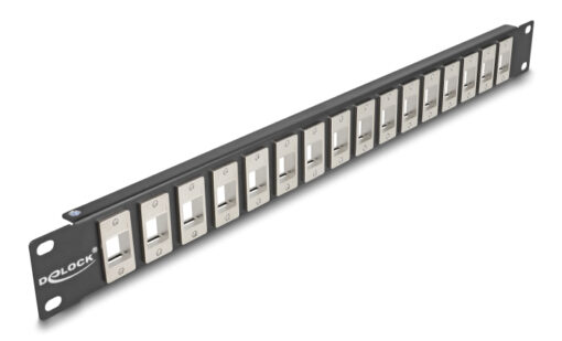 DELOCK Keystone patch panel 66758, 19"/1U, 16x ports, μαύρο Εξοπλισμός IT Patch Panel