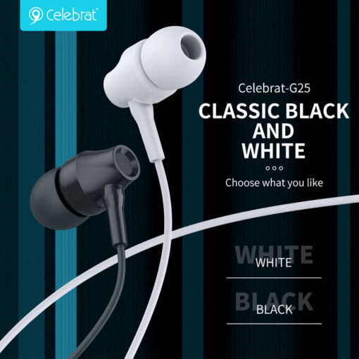 CELEBRAT earphones με μικρόφωνο G25, 3.5mm σύνδεση, Φ10mm, 1.2m, λευκά Mobile Earphones 2