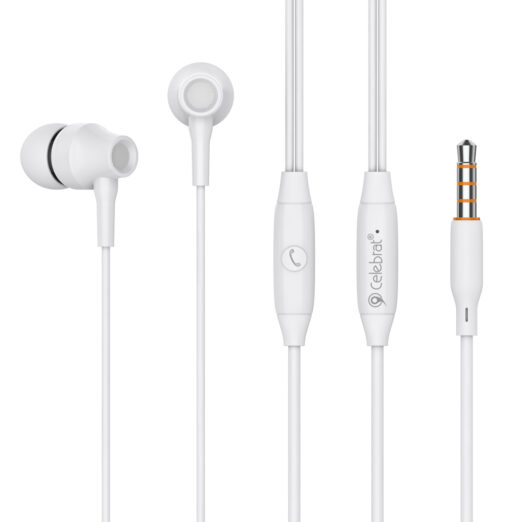 CELEBRAT earphones με μικρόφωνο G25, 3.5mm σύνδεση, Φ10mm, 1.2m, λευκά Mobile Earphones