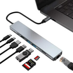 POWERTECH docking station PTH-103, 8 θυρών, USB-C σύνδεση, 100W PD, γκρι Docking Station Docking Station 2