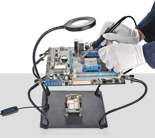 KAISI βάση πλακέτας PCB TE-808 με μεγεθυντικό φακό & βραχίονες, μαύρη Service & Εργαλεία Βάση 2