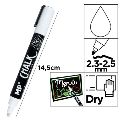 MP μαρκαδόρος υγρής κιμωλίας PE551B, 2.3-2.5mm, λευκός Αναλώσιμα - Είδη Γραφείου Αναλώσιμα - Είδη Γραφείου 2