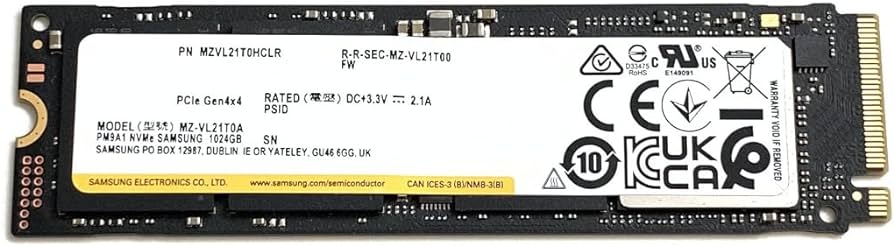 SSD SAMSUNG 1TB M.2 Nvme PCI Express 4.0 2280 PM9A1 7000MB/s – 5100MB/s HDD HDD