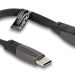 DELOCK καλώδιο USB-C 80750, 60W, flat, γωνιακό, 480 Mbps, 14cm, μαύρο USB-C (Type-C) USB-C