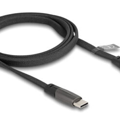 DELOCK καλώδιο USB-C 80751, 60W, flat, γωνιακό, 480 Mbps, 1m, μαύρο USB-C (Type-C) USB-C 2