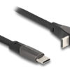 DELOCK καλώδιο USB-C 80750, 60W, flat, γωνιακό, 480 Mbps, 14cm, μαύρο USB-C (Type-C) USB-C 3