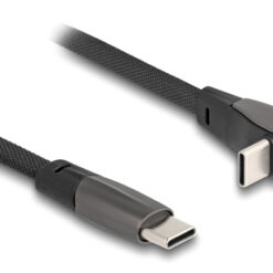 DELOCK καλώδιο USB-C 80751, 60W, flat, γωνιακό, 480 Mbps, 1m, μαύρο USB-C (Type-C) USB-C