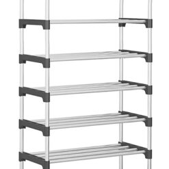 HOME USE παπουτσοθήκη HUH-0181, 5 ράφια, 60x30x95cm, μαύρη-ασημί Οικιακός εξοπλισμός Οικιακός εξοπλισμός