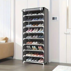 HOME USE υφασμάτινη παπουτσοθήκη HUH-0182 με 9 ράφια, 57x28x160cm, γκρι Οικιακός εξοπλισμός Οικιακός εξοπλισμός 2