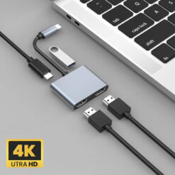 POWERTECH docking station PTH-113, 4 θυρών, USB-C, 4K, 100W, γκρι Docking Station Docking Station 2