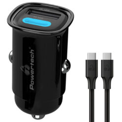 POWERTECH φορτιστής αυτοκινήτου PT-1229, καλώδιο, USB/USB-C, 30W, μαύρος Mobile 2