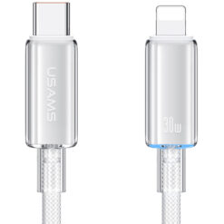 USAMS καλώδιο Lightning σε USB-C US-SJ659, 30W, 480Mbps, 1.2m, λευκό USB-C (Type-C) USB-C