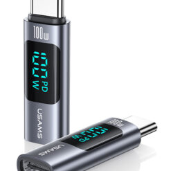 USAMS αντάπτορας USB-C US-SJ682 με οθόνη, 100W, γκρι USB-C (Type-C) USB-C