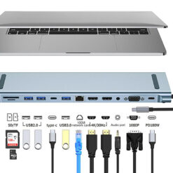 POWERTECH docking station BYL-2003U2, 12 θυρών, βάση laptop, USB-C, γκρι Docking Station Docking Station 2
