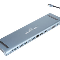 POWERTECH docking station BYL-2003U2, 12 θυρών, βάση laptop, USB-C, γκρι Docking Station Docking Station