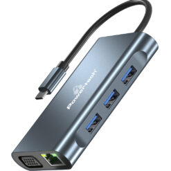 POWERTECH docking station BYL-2311 8 θυρών, USB-C σύνδεση, 100W PD, γκρι Docking Station Docking Station