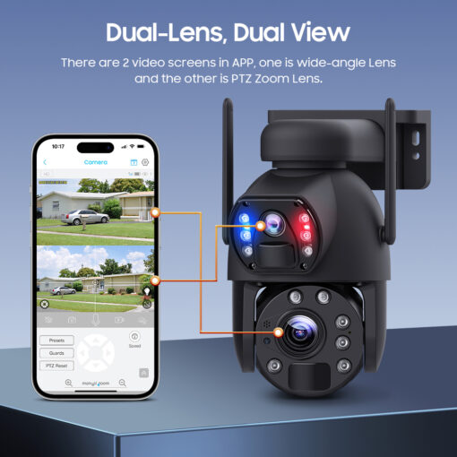 SECTEC smart ηλιακή κάμερα ST-5986M, 3MP dual lens, 20x zoom, 4G, SD, PTZ Smart Κάμερες outdoor 2